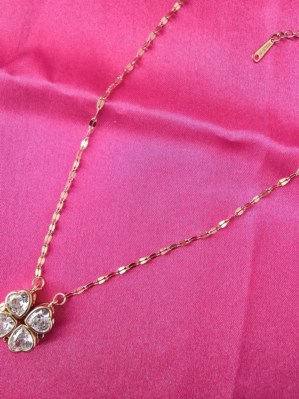 Gold Crystal‎ Clover Pendant Necklace - Women